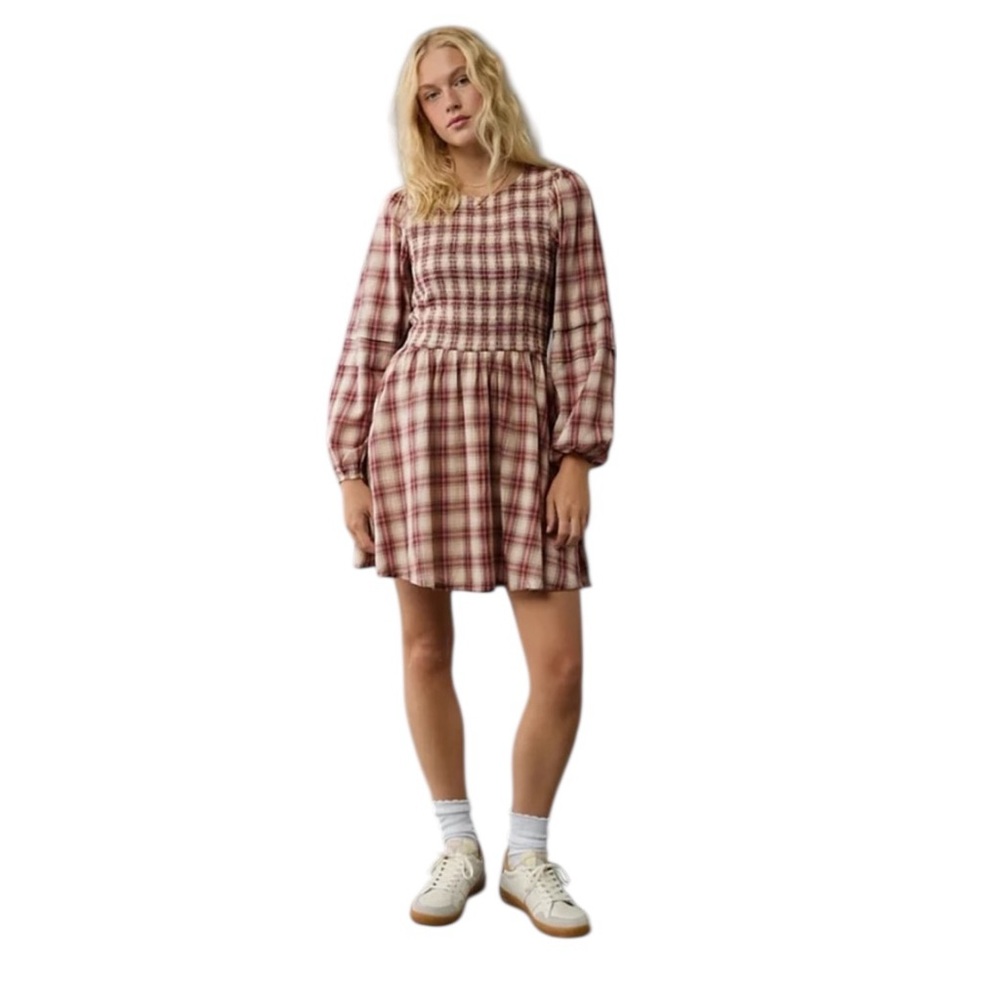 NWT American Eagle ($74.95Cad) LS Sweetheart Plaid Mini Dress